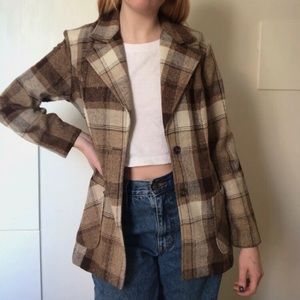 70s Vintage Plaid Blazer
